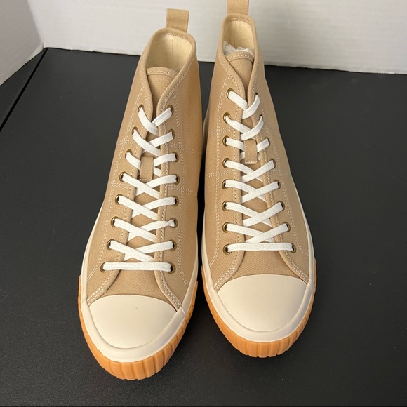 J.Crew Tan Canvas High Top Sneakers Shoes Sz 10 New - Picture 7 of 8